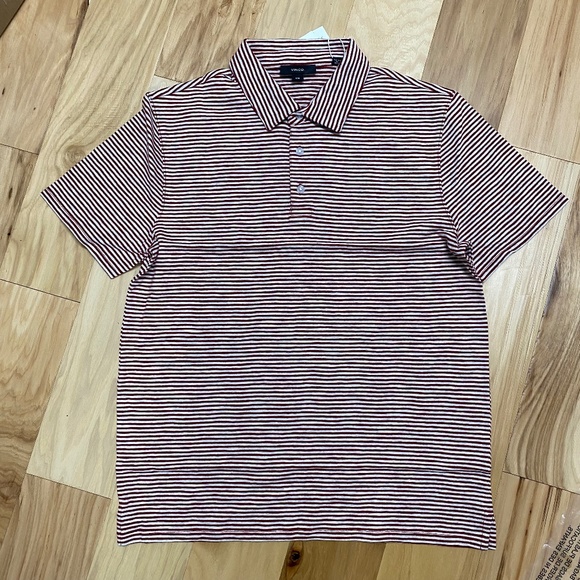 Vince Men's Stripe Slub Cotton Polo Shirt - New - Picture 1 of 5